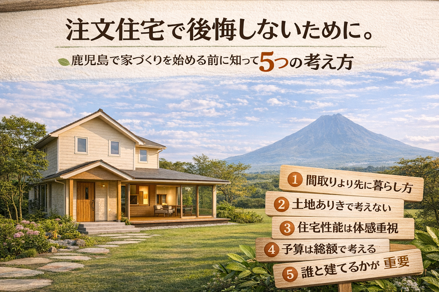 注文住宅で後悔しないために。鹿児島で家づくりを始める前に知っておきたい5つの考え方